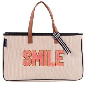 NWT Simply Southern “Smile”‎ Corduroy Sparkle Tote Bag